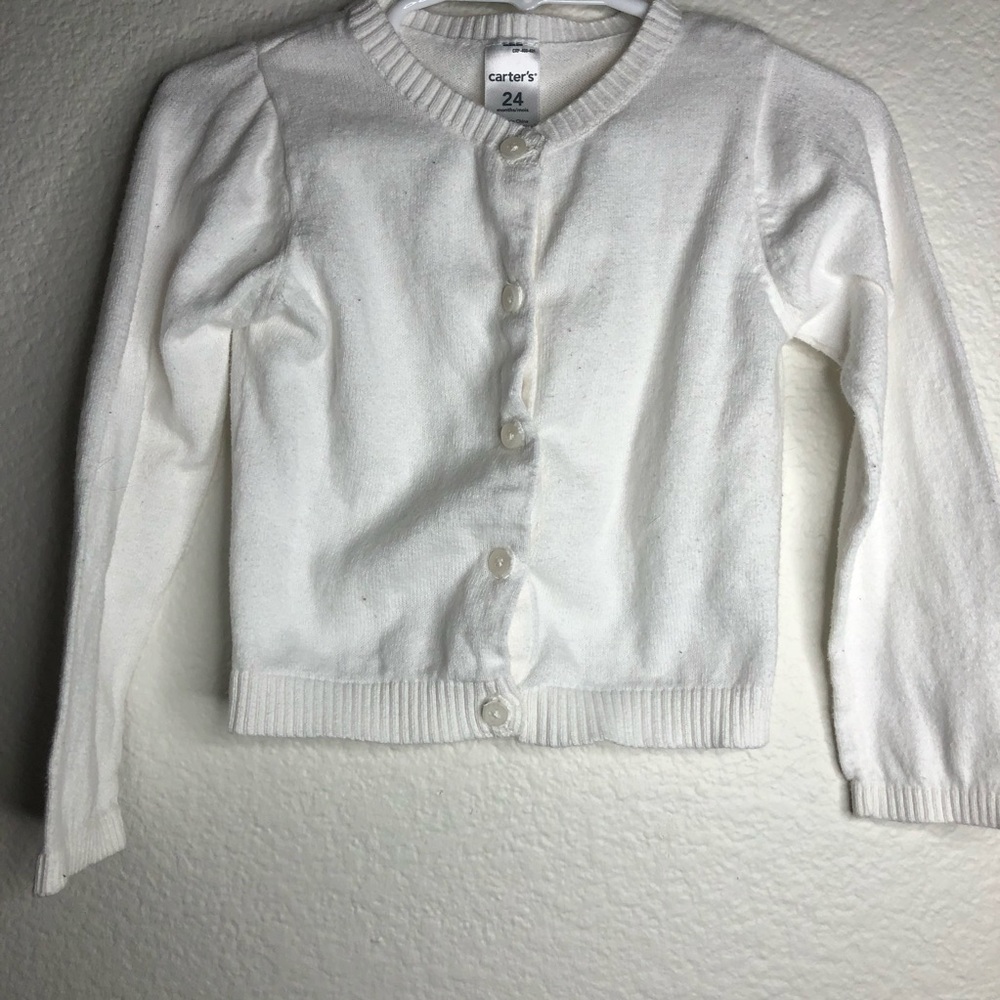 Carters Medium Weight White Cardigan White 24mos